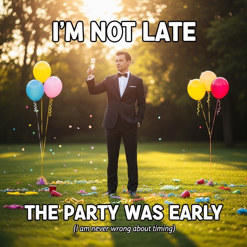 Party Late — AI-generated t-shirt design